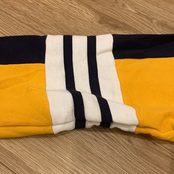 Nice sweatshirt with high neck with zipper • Yellow, White & Blue • - Picture 3 of 9